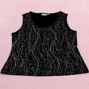 Vintage Ronni Nicole sleeveless pink sparkle blouse top size large